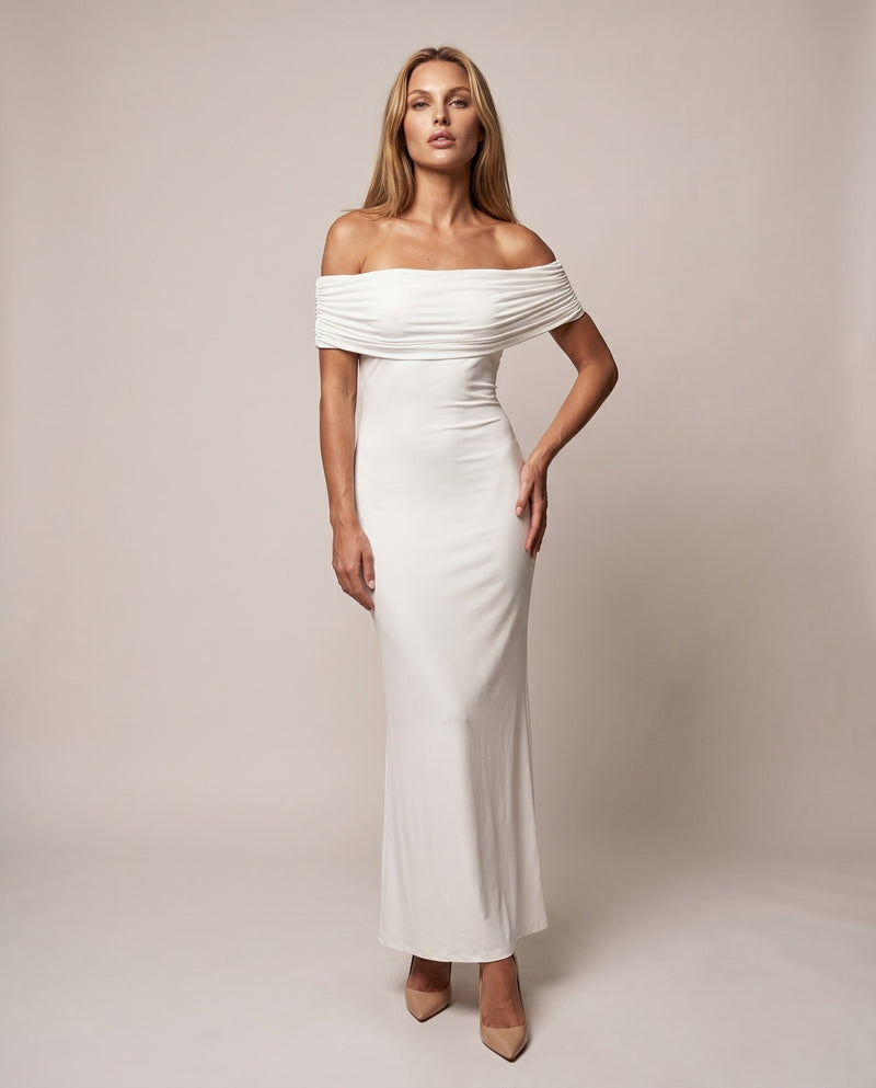 Nikoline – Draperet Off-Shoulder Maxikjole